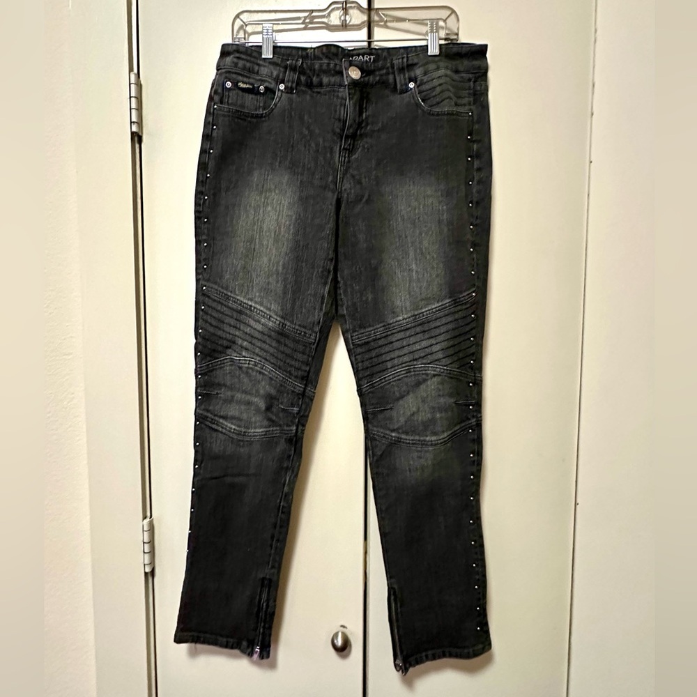 Apart Black Studded Moto Jeans